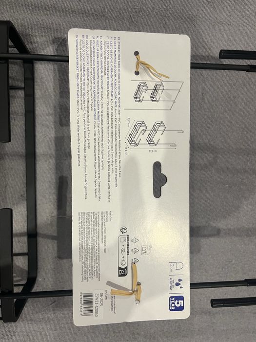 Półka łazienkowa na kabinę 2 poziomy Easential czarna Sensea