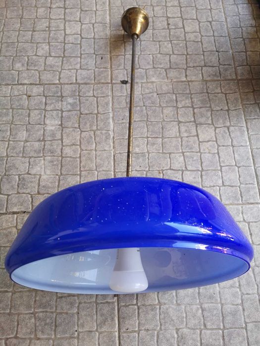 Candieiro Vintage Vidro Azul
