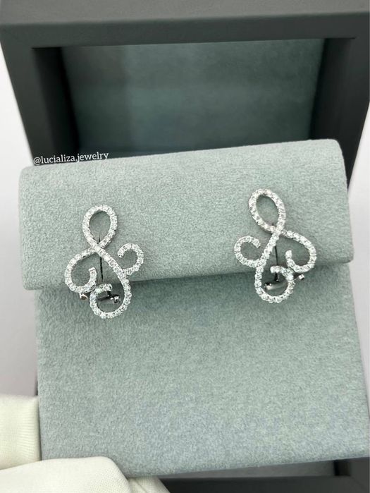 Серьги с бриллиантами 0.74ct  Белое золото