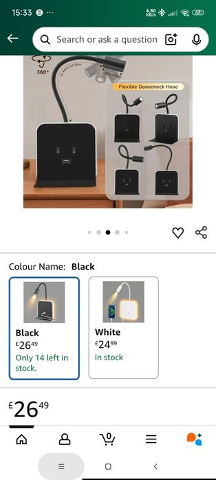 3x Candeeiro flexível com tomada USB e base smartphone