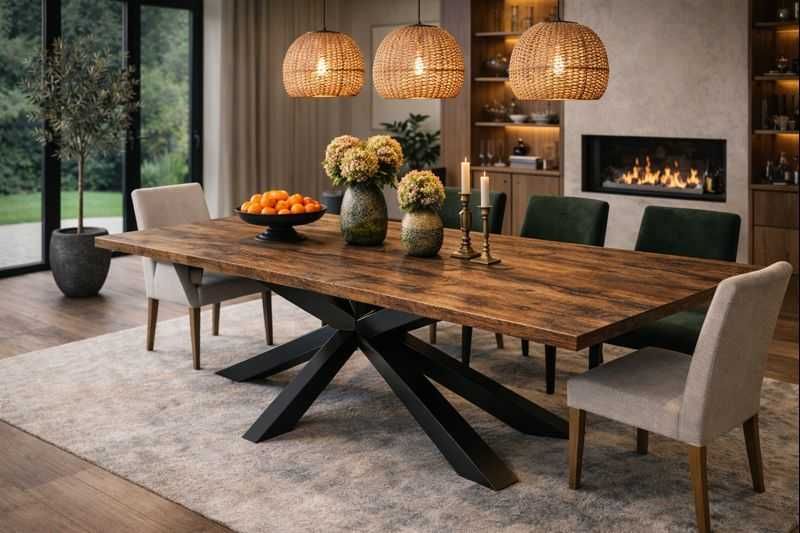 Duży stół do salonu, jadalni, sali konferencyjnej - Dąb Hunton Ciemny