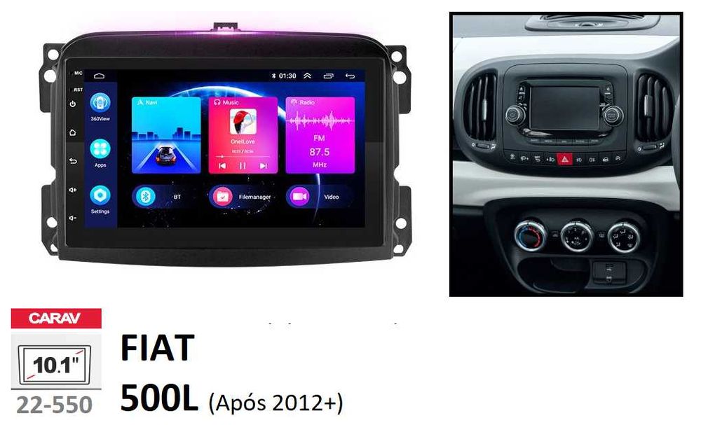 (NOVO) Rádio 2DIN • FIAT • ABARTH • 500 • 500L • 500X • Android 4+64GB