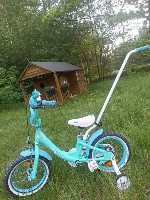 Rower dziecięcy Tabou Mini 14" aluminiowa rama koła boczne kij