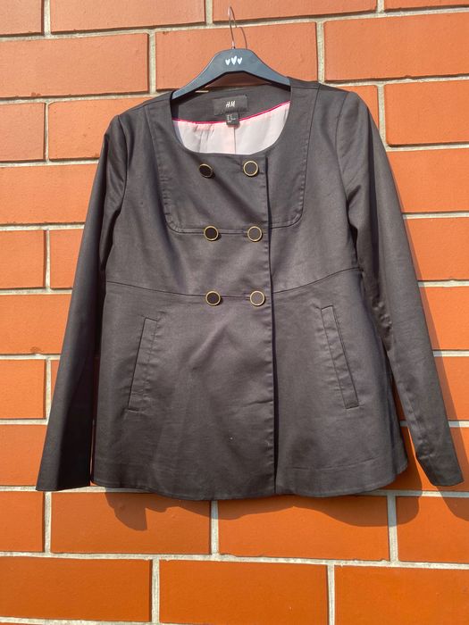 H&M marynarka czarna marynarka czarna elegancka złote guziki płaszczyk
