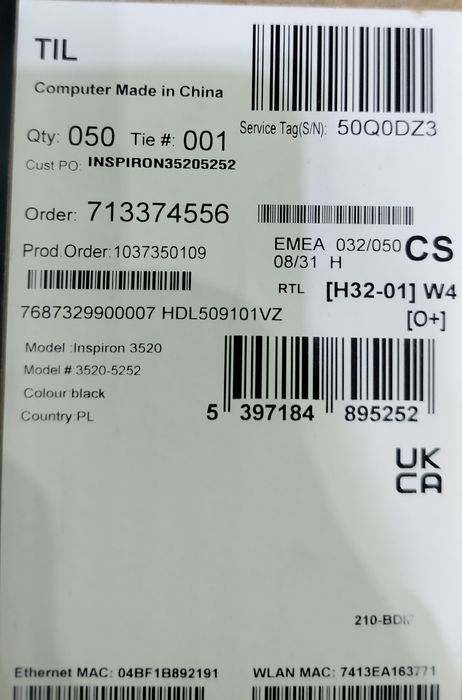 Dell Inspiron 3520 15,6"/i5/16GB/512GB/Win11