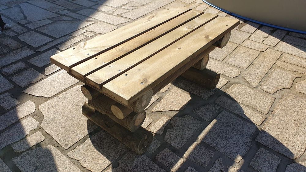 Banco de jardim, Madeira, Pinho, Rústico