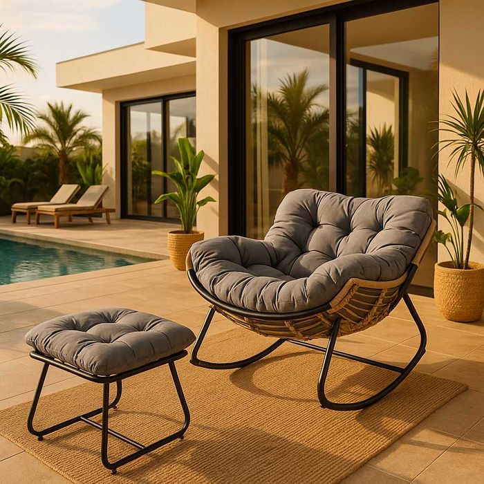 Fotel Bujany Z Podnóżkiem Sofa Wypoczynkowa Tarasowa Ogrodowa Bujak