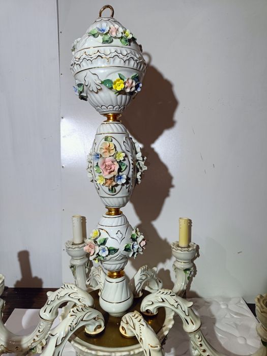 Luksusowy Żyrandol Capodimonte 6cio ramienny - Wloska porcelana 67cm