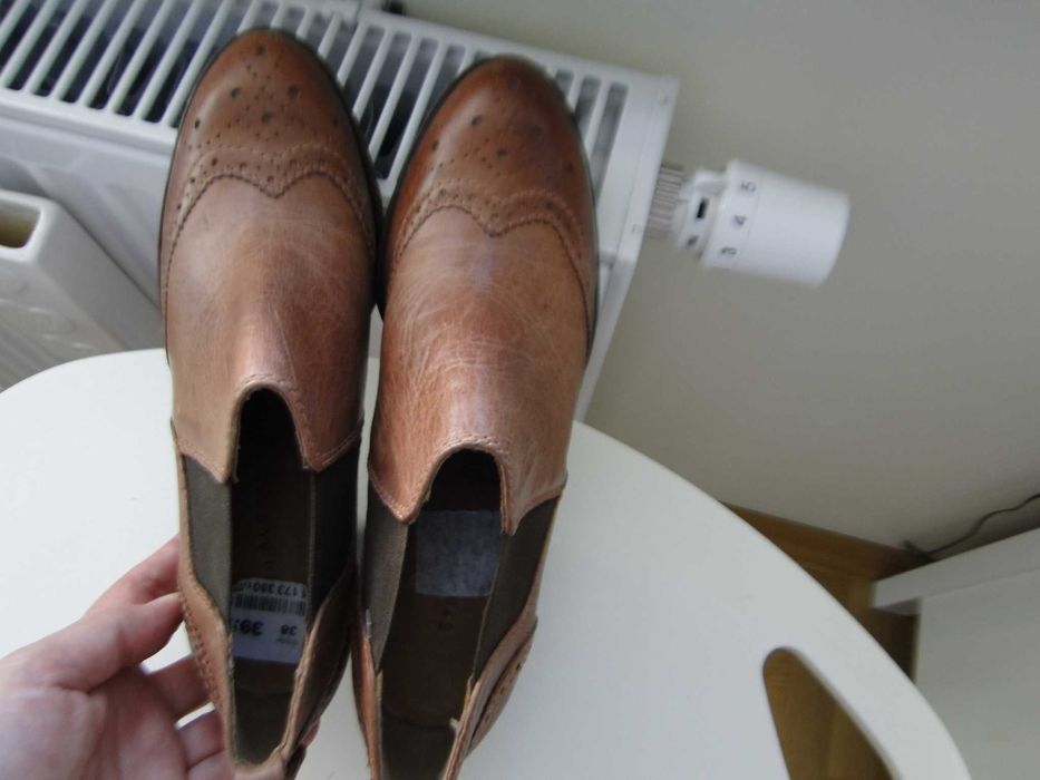 NOWE botki wiosna/jesień 39 skóra naturalna wygodny obcas