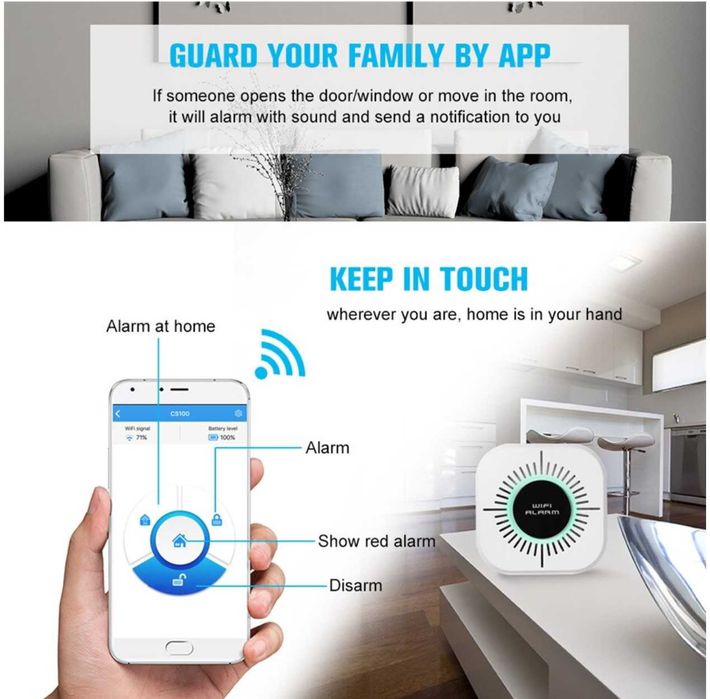 KIT Alarme Wifi com BOX sensor PIR presença, porta magnético e comando