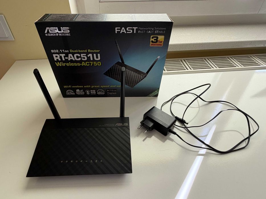 Router ASUS RT-AC51U AC750 Wi‑Fi 2,4/5 GHz – kompletny zestaw