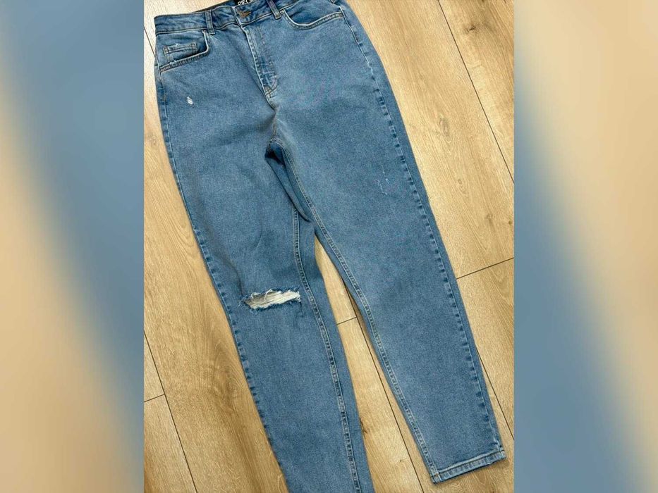 spodnie Pieces jasnoniebieskie denim proste nogawki M 38