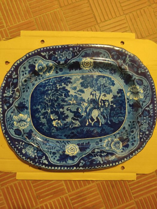 Prato de cerâmica antigo decorativo " Sancho Panza and the Dutchess"