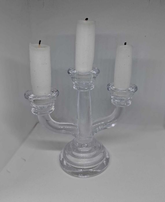 Świecznik 3-ramienny szklany