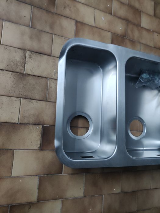 Pia Dupla em Aço Roca