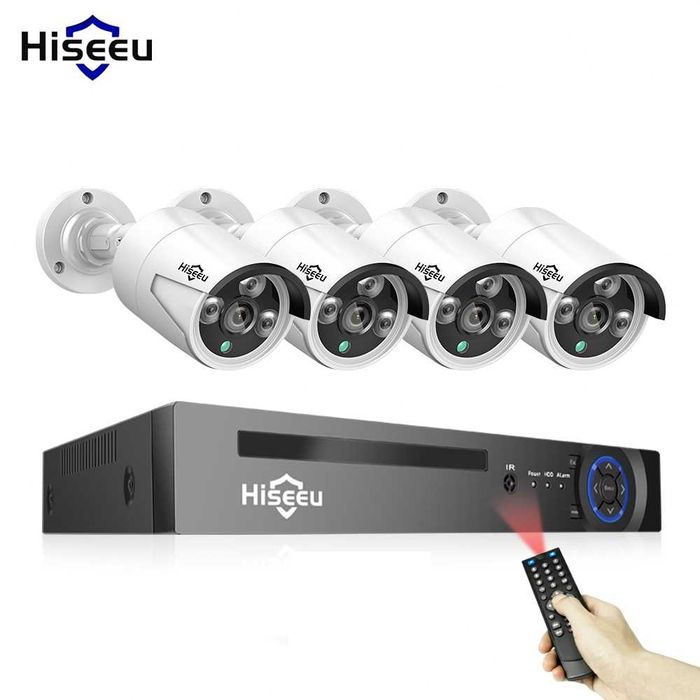 KIT Vigilância POE 4 Câmaras 5MP • IP67 Exterior • Visão Noturna