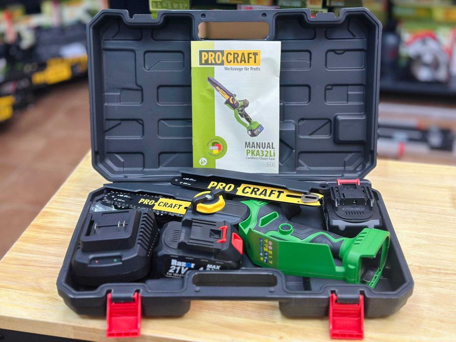 Ланцюгова пила Procraft з Акб Razor 2шт(4.0Ah) 2 шини в кейсі Гарантія