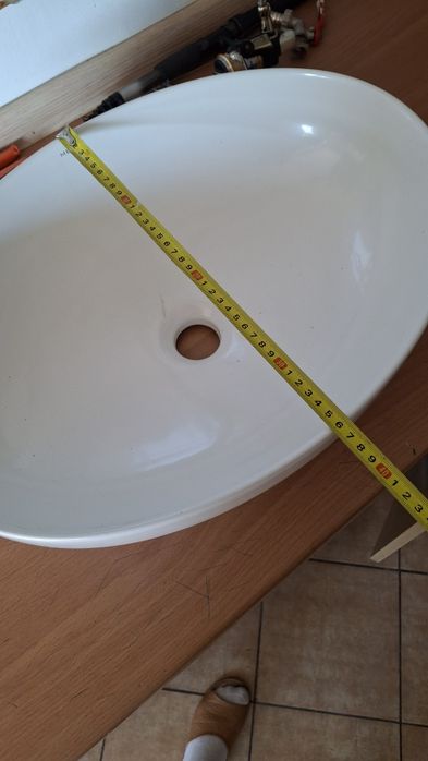 Zlew nowy nablatowy bialy z rysą