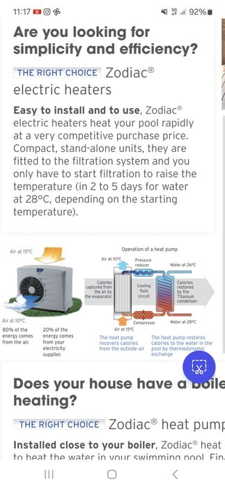 Aquecedor Bomba de calor Zodiac piscina 9,7 Kw