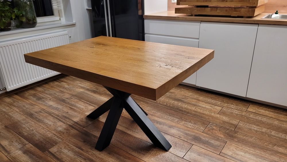 Stół dębowy loft industrial kaktus 130-230x80 dąb szczotkowany