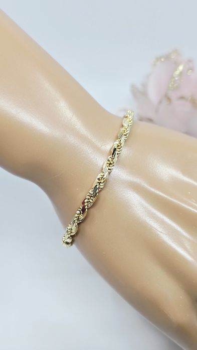 Złota bransoletka splot kordel próba 585 14k nowa różne długości