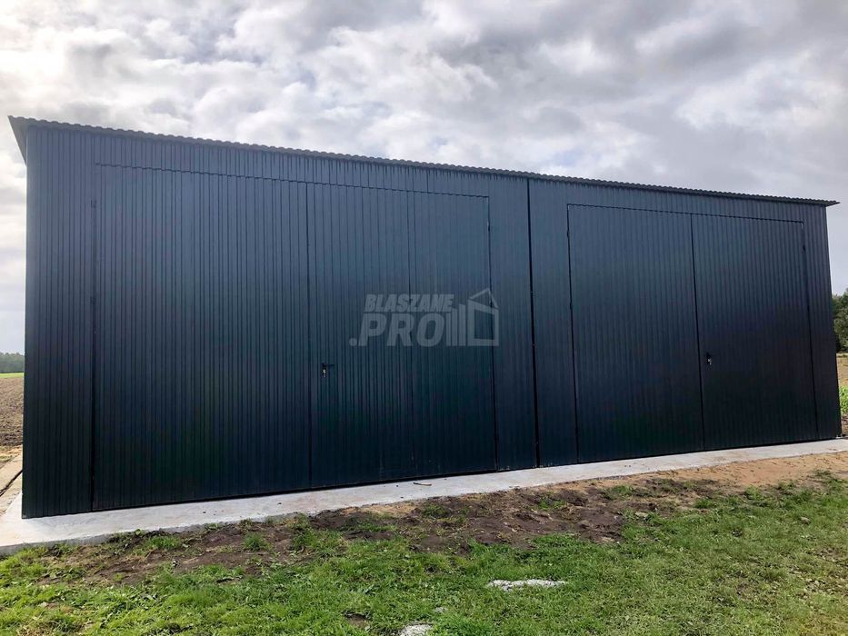 Hala Garaż blaszany 8x6 ścianka działowa Brama dwuskrzydłowa  GP142