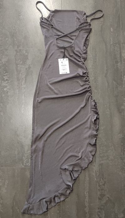 Bershka srebrna / fioletowa metaliczna sukienka