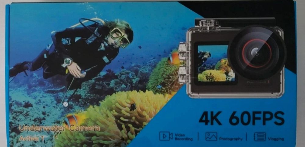 Câmera de ação subaquática 4K 60FPS - À prova d'água, vlogging, gravaç