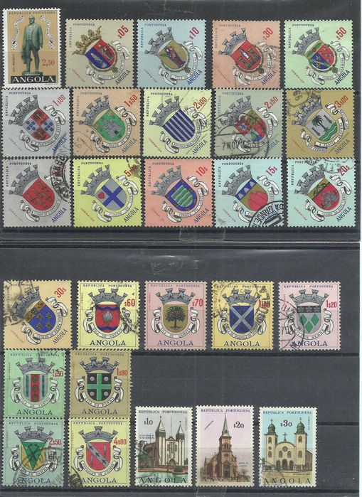 Selos das ex-colónias portuguesas, 180 selos de Angola, maioria usados