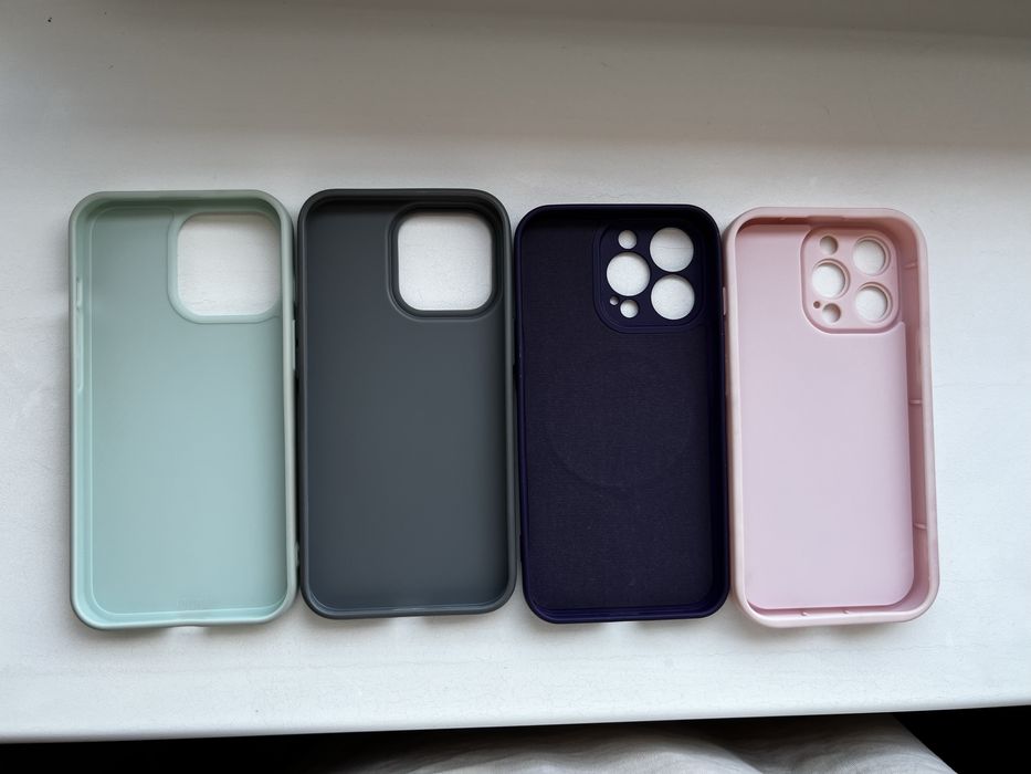 4 силіконові чохли iPhone 13 Pro: м'ята, графіт,фіолетовий , рожевий
