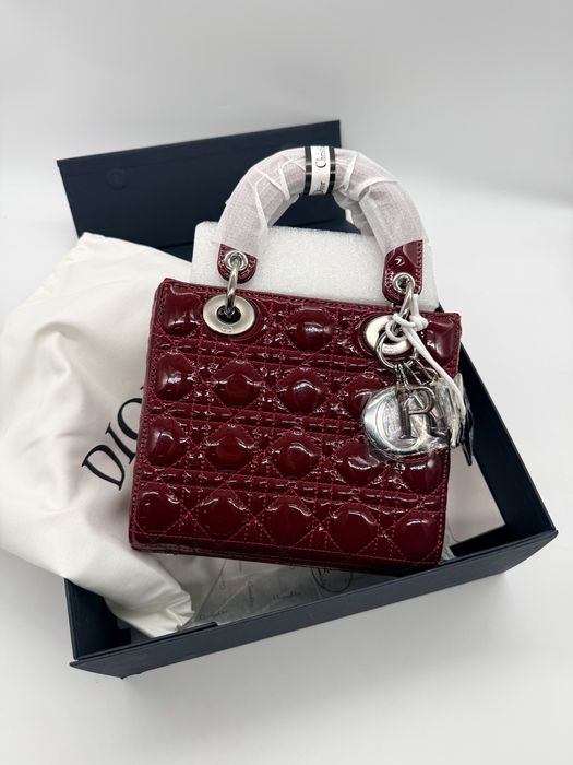 Сумка Dior Lady Bordo Patent Cannage Silver Hardware