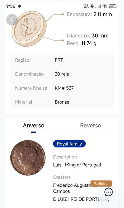 Moeda antiga de 1884