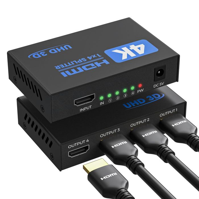 Rozgałęźnik 1x4 HDMI SPLITTER UHD 4K UltraHD x 2k 3D Do Komputerów Tv