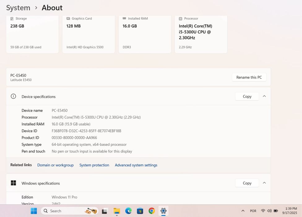 Dell Latitude E5450 Laptop – Intel i5 / 16 GB / 256 GB SSD64738674963586121