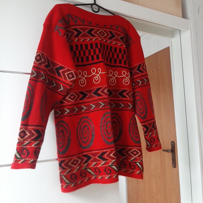 Czerwony długi sweter/ sukienka / tunika na zimę