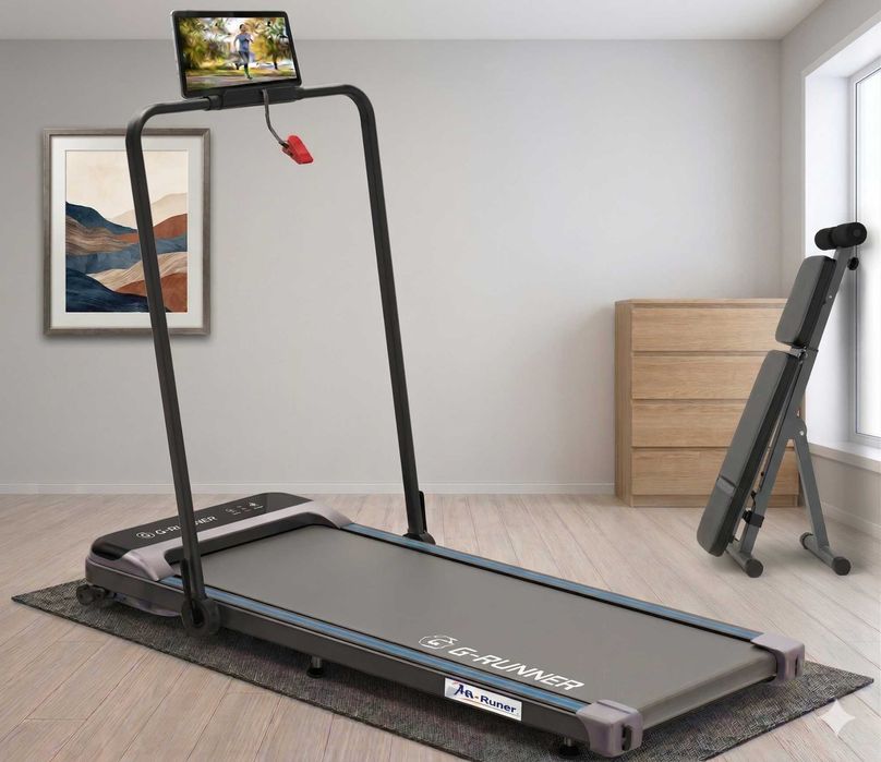 Nowa Bieżnia Elektryczna Składana 1-12km/h do 105kg Kąt Nachylenia Pas 41x106cm Regulowana Aplikacja - FV