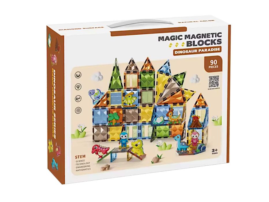 Brinquedos Magneticos Conjunto de blocos 3D Dinosaur 90 pcs (Novo)