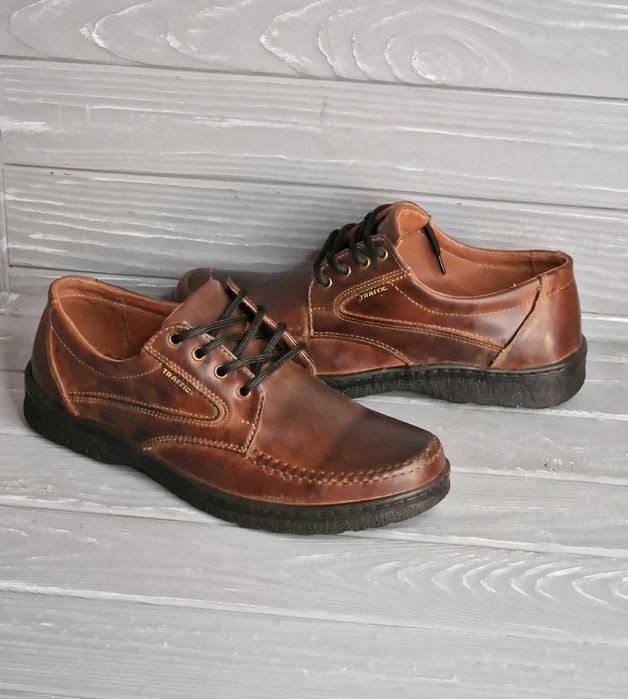 39-48 Мужские кожаные коричневые прошитые туфли шнурок резинка traffic