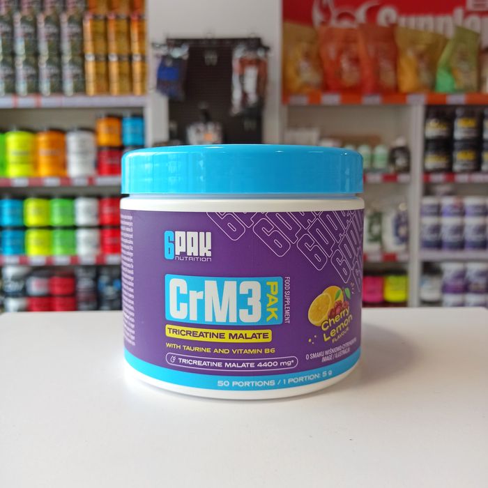 6PAK CRM3 PAK 250g Jabłczan Kreatyny Kreatyna Smak Wiśnia z Cytryną