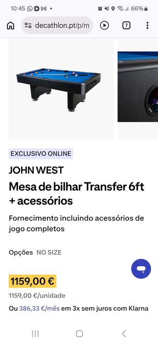 Mesa de bilhar semi nova SEIXAL