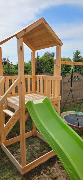 Domek drewniany plac zabaw huśtwaka Montaż i Transport Gratis