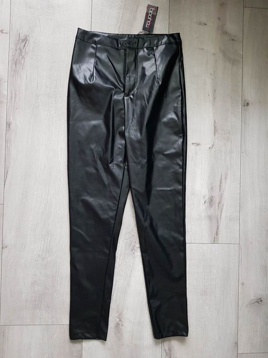 Boohoo* Spodnie skinny lateks skórzane*L