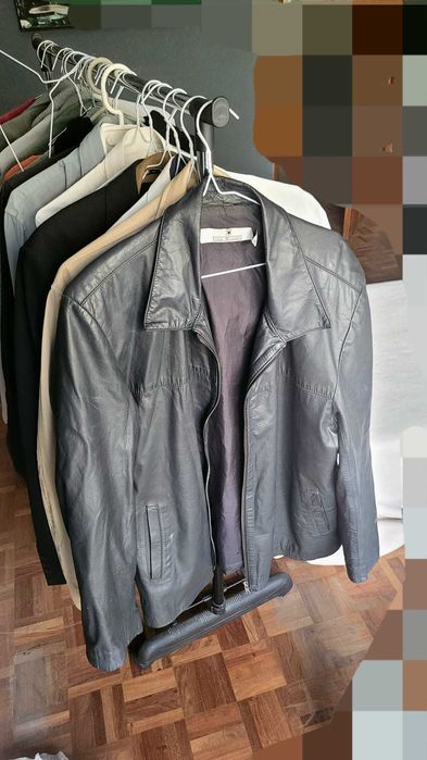 Casaco de Couro Preto