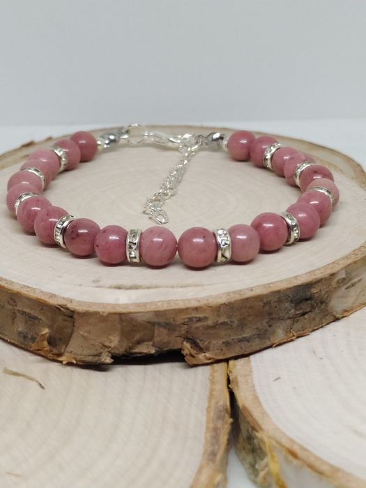 Rodonit ...Piękna bransoletka z rodonitu(na traumę i miłość)