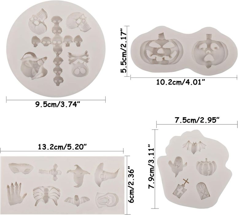 Silikonowa Forma na Halloween 4 Sztuki Różne Kształty