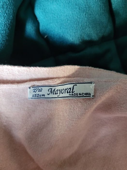 Mayoral 152 sweter kardigan 12 lat z falbanką i kamyczkami