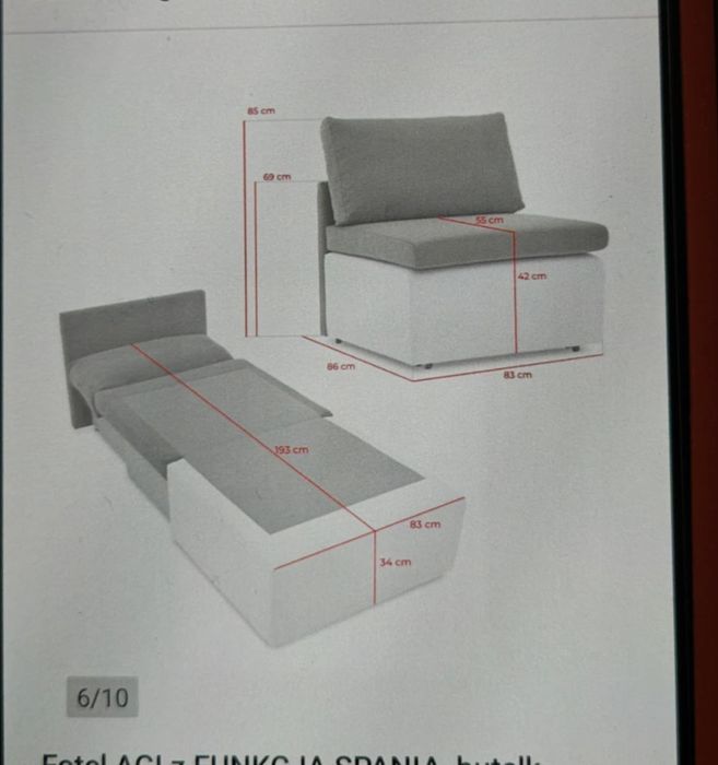 Fotel pojedyncze rozkładane welur.