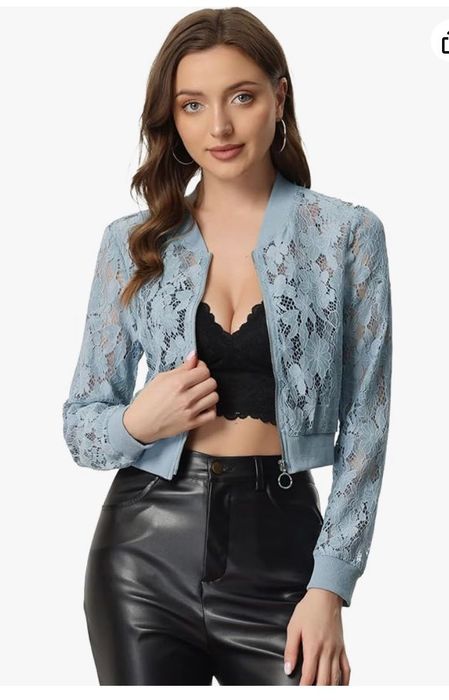Damska bluza w koronkę, błękitna, rozm. L, ALLEGRA K