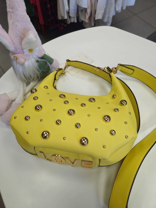 Torebka ekoskóra żółta mała, napis Love, Italy !!!