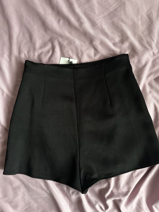 Jedwabna satynowa Spodnica czarna ZARA